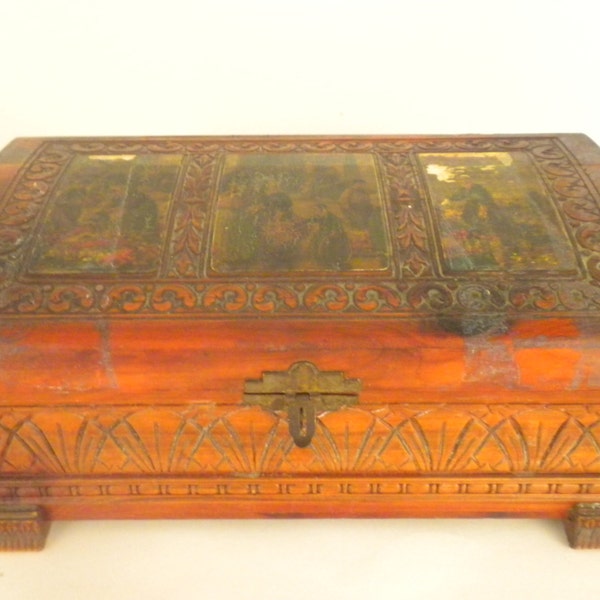 Antique, Wooden Box, Trinket Box, Jewelry Box