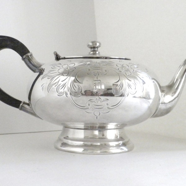 Vintage, Silver Plated Tea Pot  WM A Rogers, Tea Pot, Hand Engraved Teapot