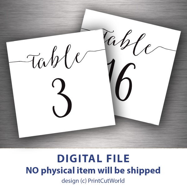 Table numbers wedding 4x4 small printable download