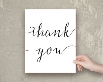 Thank you sign template 8x10 Classic wedding Thank you card printable Instant download DIY Black and White Modern Minimalist Script font