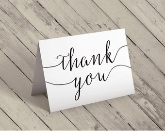 Thank you card printable 4x6 Wedding card Thank you template Instant download DIY Folded card Modern Minimalist Script font