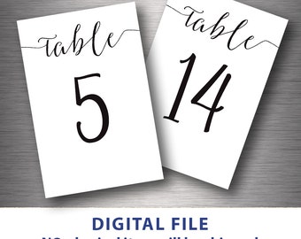 Small Table numbers 3.5 x 5 Black and White wedding decor 1-30 download printable Black modern script font Minimalist party reception