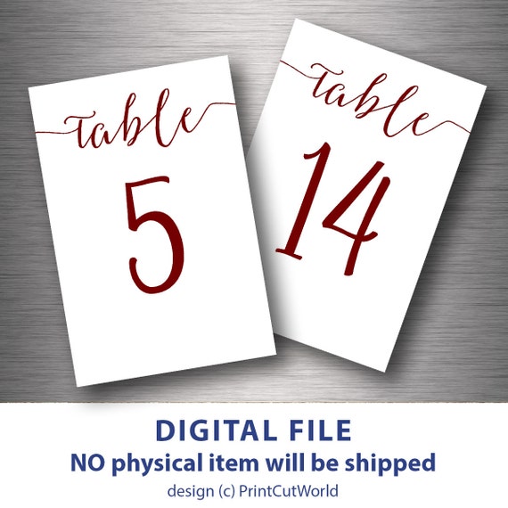 2 Sizes 5x7 And 4x6 Instant Download Free Demo E193 Table Numbers Printable Table Number Template Burgundy Table Numbers Invitations Announcements Paper Party Supplies Vadel Com