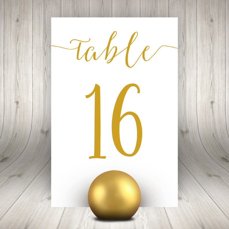 gold table numbers 5x7 printable wedding table number 1 30