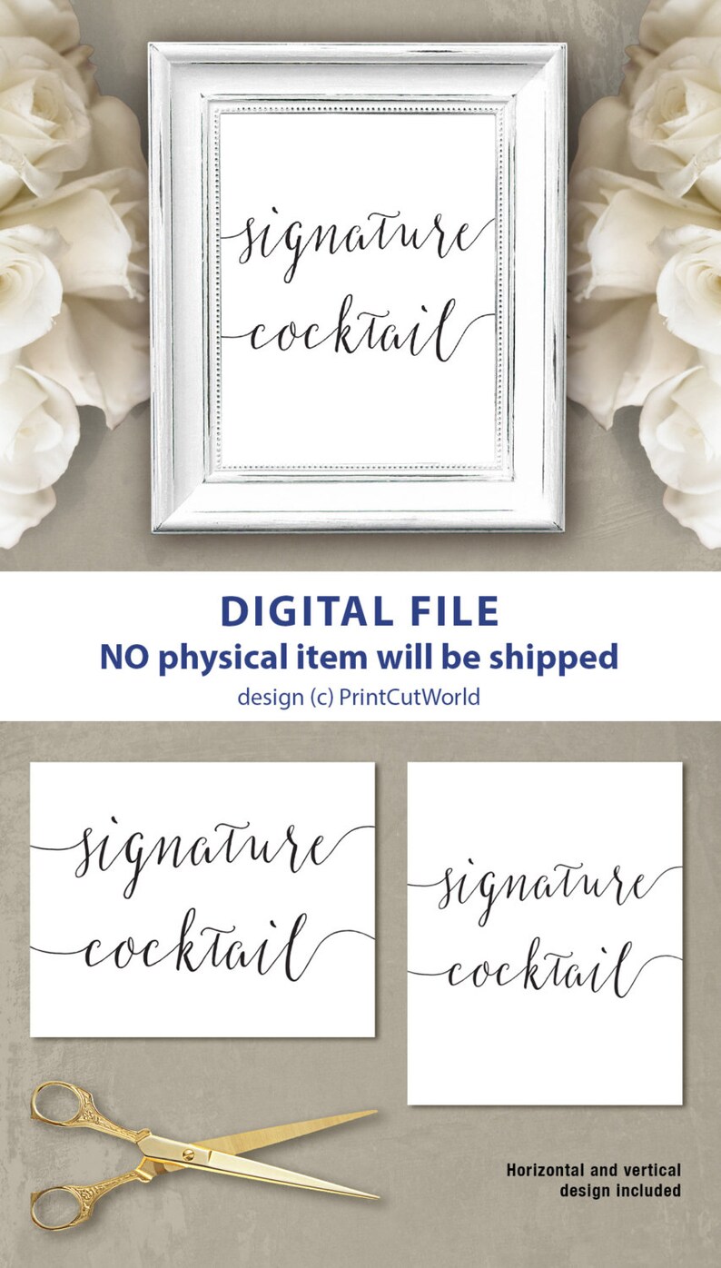 Signature Cocktail Sign Template 8x10 Wedding Signature Cocktail ...