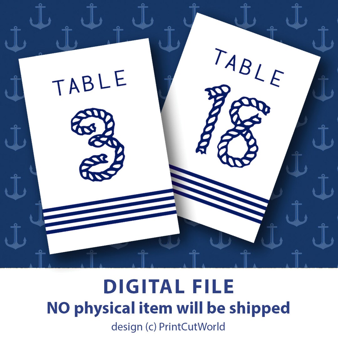 Printable Table Numbers Nautical Wedding Decor Nautical Table - Etsy