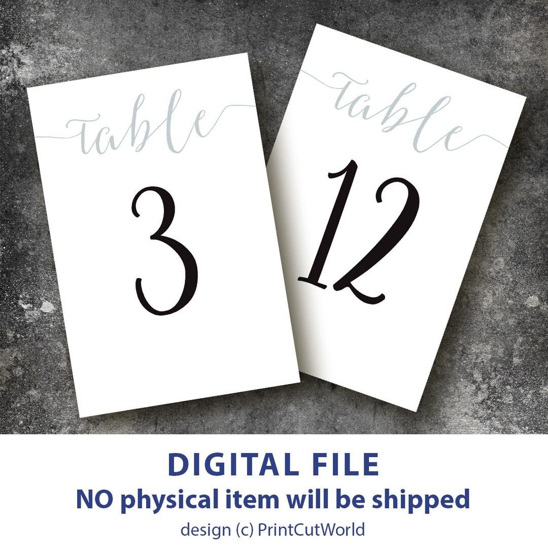 Table Number Template 4x6 Silver Wedding Table Numbers Printable 1-30 ...