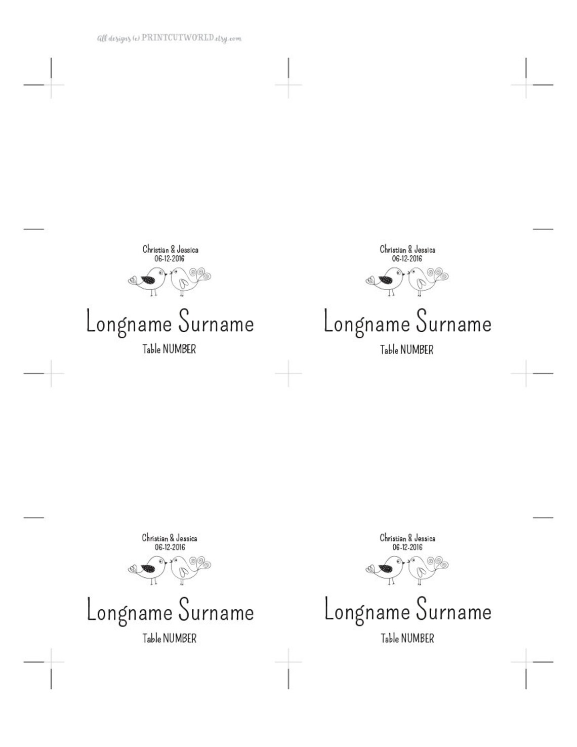 Kraft Place Cards Printable Wedding Place Cards Template Two - Etsy