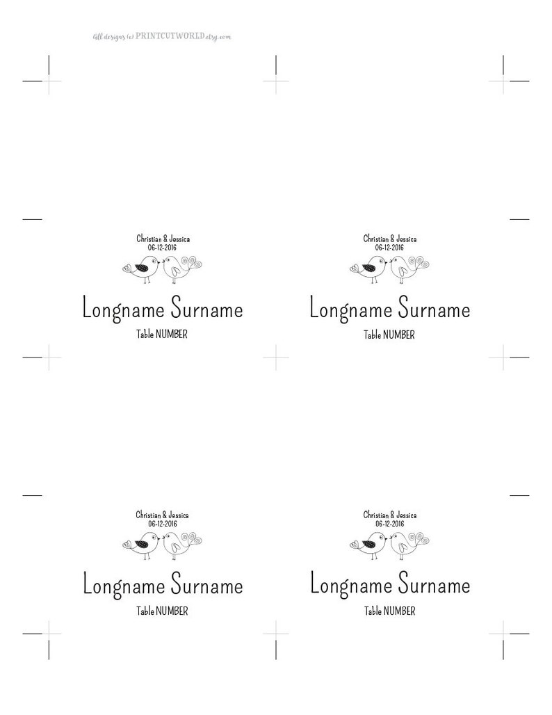 Kraft Place Cards Printable Wedding Place Cards Template Two - Etsy