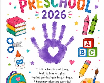 Recuerdo de la huella de la mano del primer día de preescolar