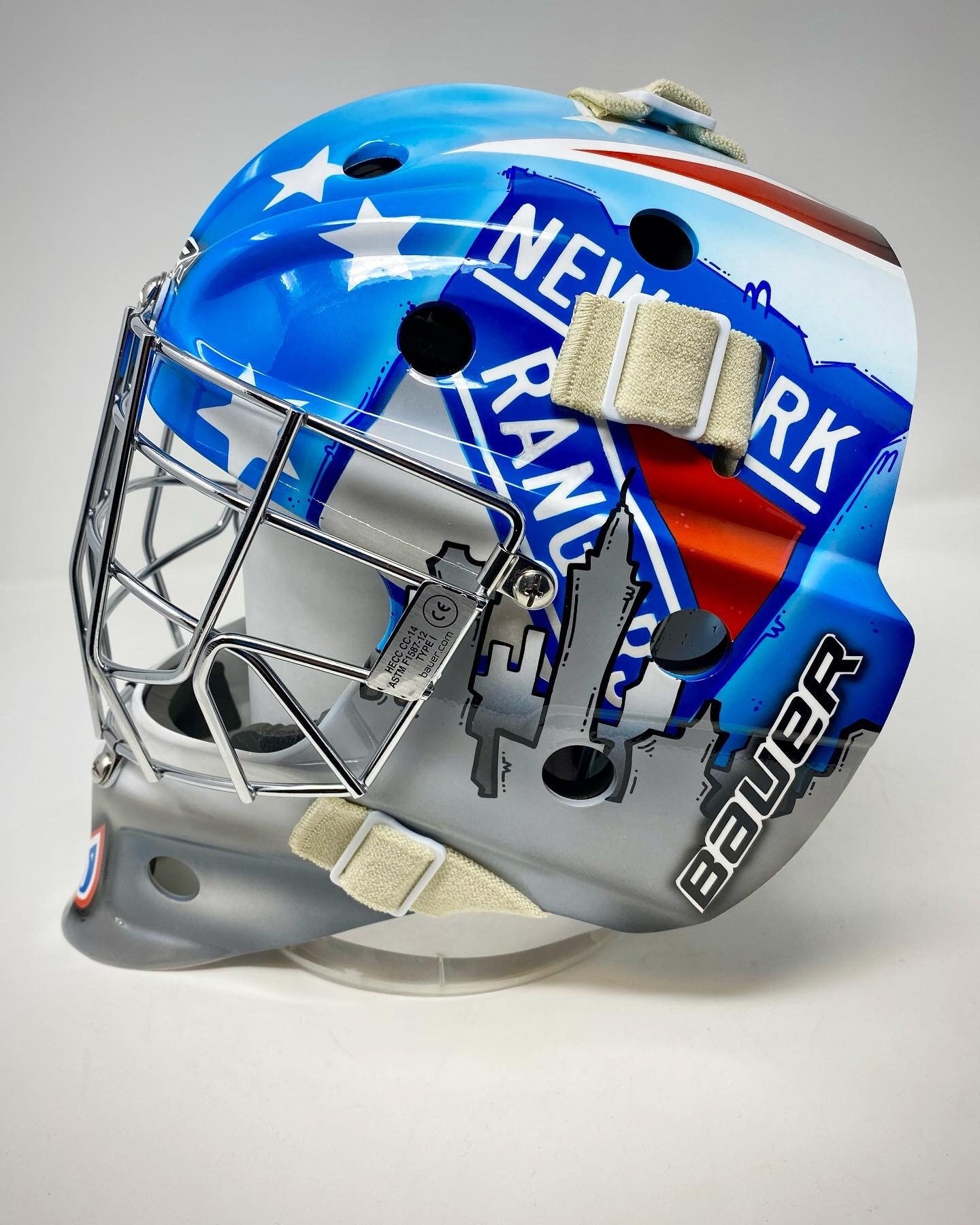 Custom-used goalie mask signed by New York Rangers #40 Alexandar