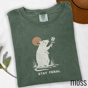 Vintage Stay Feral Rat Graphic Tee, Funny Wild Animal Shirt, Retro Woodland Nature Style Top, Comfort Colors® Rat Gift Tee image 3