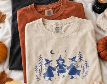 Camiseta de Halloween "Girls Will Be Girls", camiseta gráfica "Bailarines", sudadera vintage "Bosque", regalo acogedor de Comfort Colors® para la temporada.