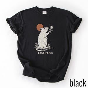 Vintage Stay Feral Rat Graphic Tee, Funny Wild Animal Shirt, Retro Woodland Nature Style Top, Comfort Colors® Rat Gift Tee image 7