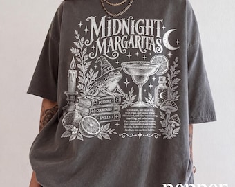Camiseta de Halloween con margaritas, camiseta con estampado de cóctel de bruja, sudadera con libro de hechizos de pociones, regalo de temporada espeluznante de Comfort Colors®
