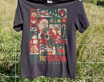 Vintage Christmas Collage Shirt, Tis The Season Santa Nutcracker Graphic Tee, Retro Holiday Nostalgia Top, Comfort Colors® Xmas Gift