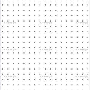 Op de afbeelding: Een witte digitale papierachtergrond met een herhalend raster van kleine, gelijkmatig verdeelde grijze stippen. De tekst "KA Design" is in een lichtgrijs lettertype met regelmatige tussenpozen over het oppervlak gedrukt.