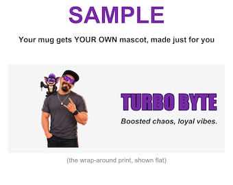 Custom Mascot Mug, Cartoon of You With Your Own Mascot, Personalized Selfie Coffee Mug, Funny Personality Gift for Her or Him