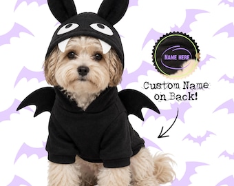 Costume gothique de chauve-souris personnalisé pour chien, sweat à capuche, pour chiens de petite et moyenne taille
