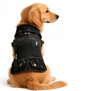 Custom Dog Black Denim Jacket Punk Rock Hardcore Scene