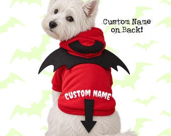 Costume gothique pour chien, sweat à capuche personnalisé motif démon/diable pour Halloween - Tailles moyennes à grandes