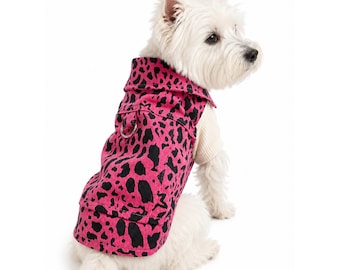 Veste pour chien léopard rose personnalisée – Vêtements en denim punk rock personnalisés