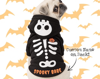 Personalized Halloween Skeleton Customized Dog Hoodie Goth Skull Costume for Small-Medium Dogs
