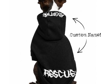 Sweat à capuche personnalisé pour chien, style punk hardcore gothique, polices de caractères gothiques