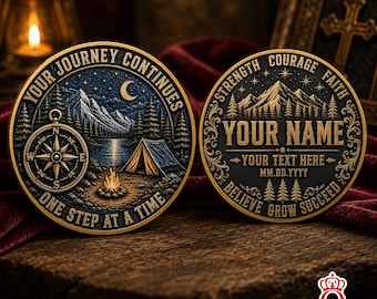 Personaliza tu viaje con esta moneda conmemorativa: nombre, fecha, logro, hito, graduación, jubilación. Un regalo inspirador para recordar.