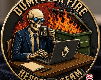 Moneda conmemorativa del Equipo de Respuesta a Incendios en Contenedores de Basura con diseño de Calavera. Divertido regalo inspirador para compañeros de trabajo, jefes y empleados.