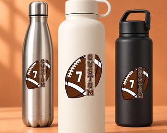 Personalized Football Sticker, Custom Name and Jersey Number Decal, Ripped Football Design for Water Bottles Gift Boy Girl Fan Nurse Teacher