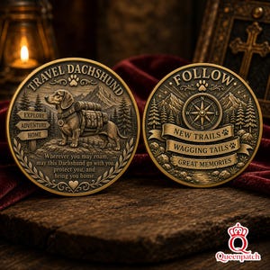 Travel Dachshund Adventure Challenge Coin Hiking Backpacker Wiener Dog Pet Lover Outdoor Camping Keepsake Gift for Dog Lovers