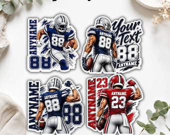 Custom American Football Name Sticker, Personalized Football Magnet & Sport Decal with Text Number Jersey, Team Player Keepsake Gift