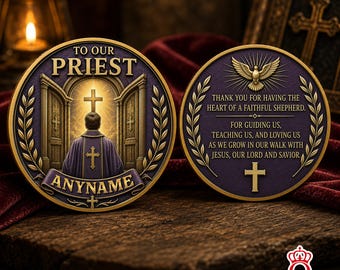 Moneda conmemorativa personalizada de agradecimiento al pastor, con el nombre del sacerdote, regalo cristiano católico de agradecimiento, recuerdo de la ordenación del líder de la iglesia.