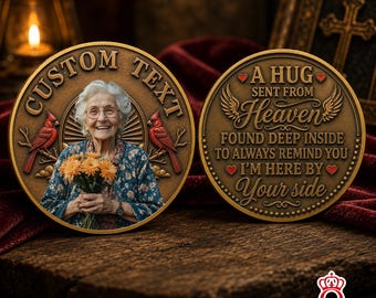 Moneda conmemorativa personalizada con foto y nombre. Regalo de recuerdo personalizado. Recuerdo de duelo.