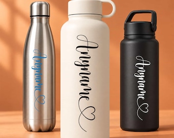 Custom Name Clear Vinyl Sticker, Personalized Color Text Decal with Heart Decal for Water Bottles Gift Boy Girl Fan Nurse Teacher