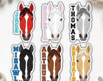 Custom Horse Name Sticker, Personalized Horse Riding Magnet & Racing Decal with Text, Equestrian Animal Lover Keepsake Gift