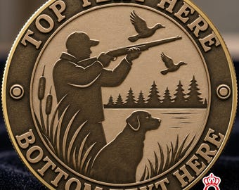 Moneda personalizada con el nombre del cazador y el trofeo de caza. Regalo ideal para cazadores, clubes de caza y amantes de la naturaleza.