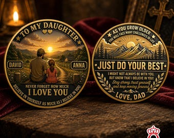 Moneda conmemorativa personalizada con el nombre de mi hija, mensaje de amor inspirador de papá, regalo de cumpleaños, graduación o recuerdo familiar.
