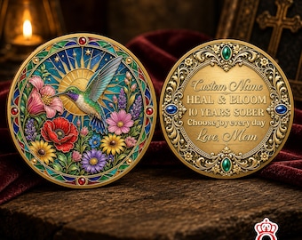 Moneda conmemorativa personalizada para la recuperación de la sobriedad, con nombre, año, tiempo de sobriedad, aniversario de AA y NA. Regalo inspirador.