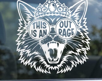 This Is An Outrage Transparent Sticker, Funny Cat Clear Vinyl Decal, Retro Angry Cat Sticker Magnet Waterproof Gift Phone Laptop Boy Girl