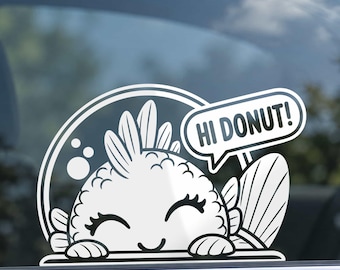 Hi Donut Transparent Sticker Bookish Fantasy Smut Reader Sci Fi Bookworm Vintage Decal Magnet Waterproof Gift Phone Laptop Boy Girl