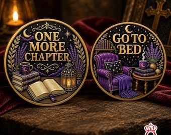 Moneda conmemorativa "Un capítulo más" - Regalo divertido para lectores, amantes de los libros, bibliófilos, ratones de biblioteca, humor literario, recuerdo para amantes de los libros.