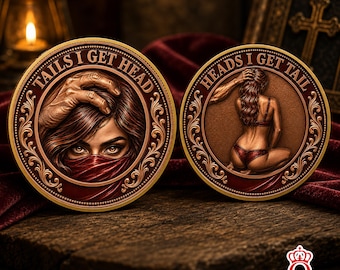 Moneda de desafío "Cara o cruz" - Regalo divertido para despedida de soltero - Humor adulto - Recuerdo novedoso para amigos y hombres