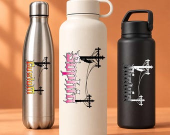 Pegatina transparente personalizada con nombre de liniero, calcomanía transparente con nombre gótico personalizado para linieros, botellas de cuello azul, regalo para niño, niña, fanático, enfermera, maestro