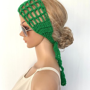 Summer headband mesh womens teens handmade dread tube wrap rainbow hippy boho festival ear warmer yoga ski dreadlocks Irish rasta green