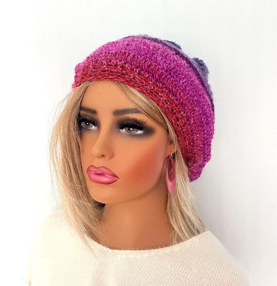 Beret Flower Leaf Crochet Beret, Irish Aran Beret Hat ,adult  display picture 1