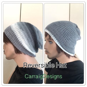Grau schwarz gestrickte Beanie Beanie Strickmütze Designer Herren Unisex Einzelstück Hand gehäkelt gestrickt Hippie Boho