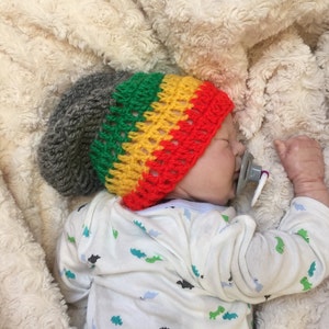 Rasta Baby boy/girl crocheted,knitted hippie hippy boho Slouch or Fitted beanie jamaican unique designer,kids newborn hats,shower gifts image 7