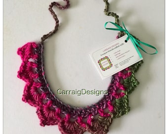 Crochet lace necklace jewellery choker irish Hippy fall scarf knit Womens teens designer unique handmade knit rainbow hippie gift wedding